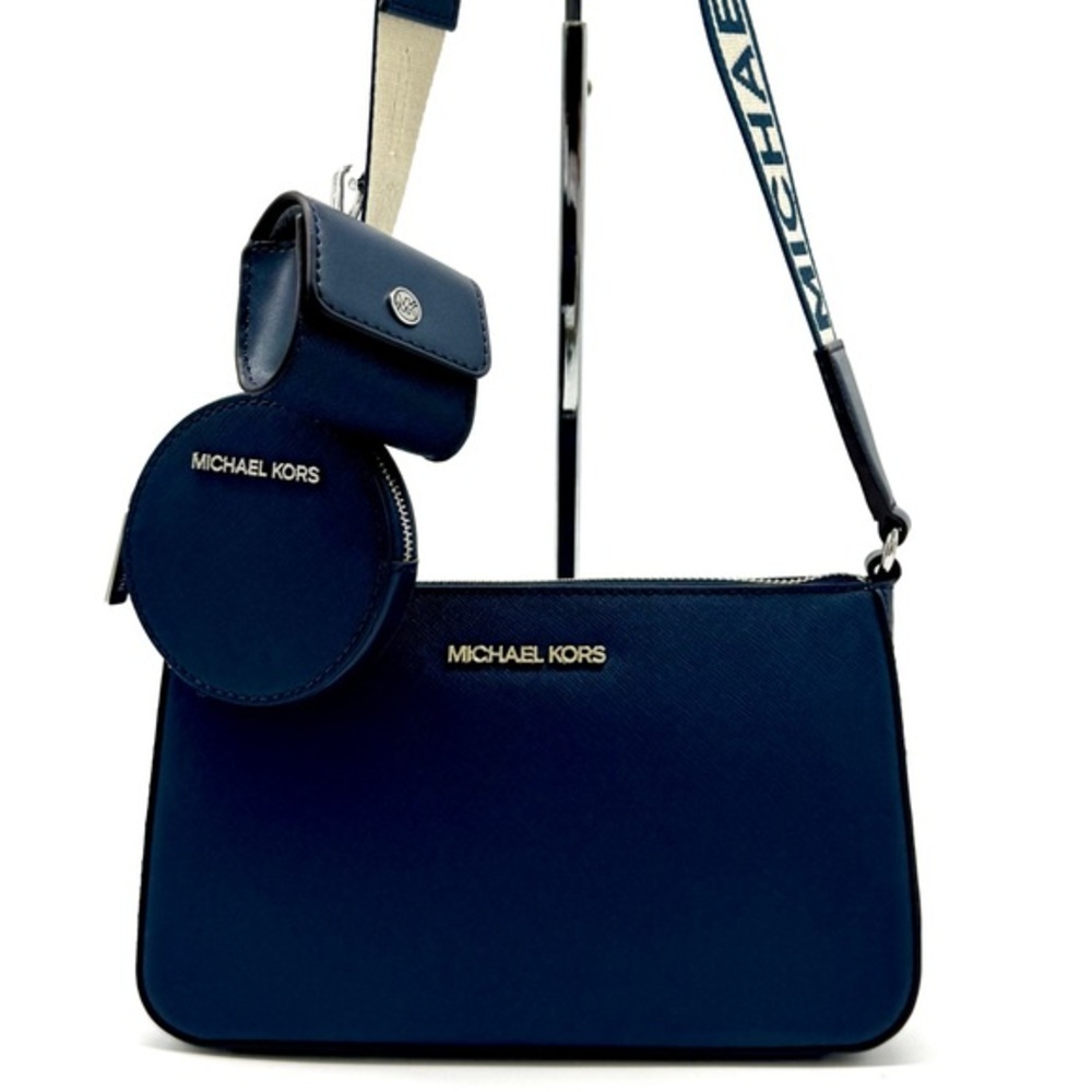 Michael Kors  Small Leather Crossbody Bag w Case for Apple Airpods Pro® Navy